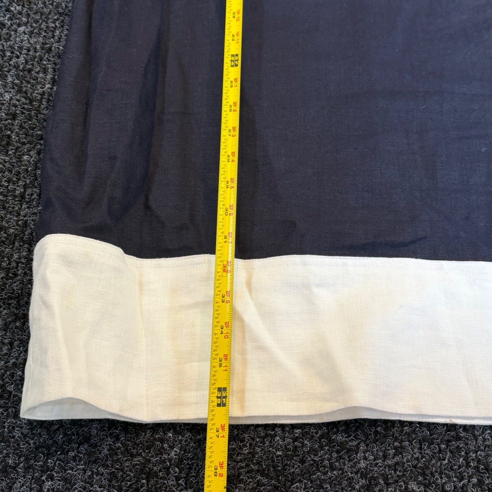 Michael Michael Kors Linen Shift Dress Navy Blue Cream Trim XL 100% Linen Lined - Picture 4 of 7